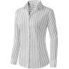 Zeagoo Womens Button Down Shirts Long Sleeve V Neck Tops Wrinkle Free Collared Work Office Solid Blouses Corset Tops(Wide Grey Stripe)