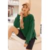 Zeagoo Women’s Casual Sweatshirts Crewneck Long Sleeve Fuzzy Fleece Jackets Side Slit Midweight Pullover Fall Fashion 2025(01-green)