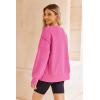 Zeagoo Women’s Casual Sweatshirts Crewneck Long Sleeve Fuzzy Fleece Jackets Side Slit Midweight Pullover Fall Fashion 2025(01-hot Pink)