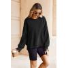 Zeagoo Women’s Casual Sweatshirts Crewneck Long Sleeve Fuzzy Fleece Jackets Side Slit Midweight Pullover Fall Fashion 2025(Black)