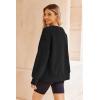 Zeagoo Women’s Casual Sweatshirts Crewneck Long Sleeve Fuzzy Fleece Jackets Side Slit Midweight Pullover Fall Fashion 2025(Black)
