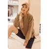 Zeagoo Women’s Casual Sweatshirts Crewneck Long Sleeve Fuzzy Fleece Jackets Side Slit Midweight Pullover Fall Fashion 2025(Brown)