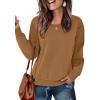 Zeagoo Women’s Casual Sweatshirts Crewneck Long Sleeve Fuzzy Fleece Jackets Side Slit Midweight Pullover Fall Fashion 2025(Brown)