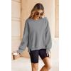 Zeagoo Women’s Casual Sweatshirts Crewneck Long Sleeve Fuzzy Fleece Jackets Side Slit Midweight Pullover Fall Fashion 2025(Grey)