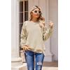 Zeagoo Women’s Casual Sweatshirts Crewneck Long Sleeve Fuzzy Fleece Jackets Side Slit Midweight Pullover Fall Fashion 2025(Khaki)