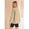 Zeagoo Women’s Casual Sweatshirts Crewneck Long Sleeve Fuzzy Fleece Jackets Side Slit Midweight Pullover Fall Fashion 2025(Khaki)