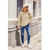 Zeagoo Women’s Casual Sweatshirts Crewneck Long Sleeve Fuzzy Fleece Jackets Side Slit Midweight Pullover Fall Fashion 2025(Light Khaki 01)