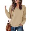 Zeagoo Women’s Casual Sweatshirts Crewneck Long Sleeve Fuzzy Fleece Jackets Side Slit Midweight Pullover Fall Fashion 2025(Light Khaki 01)