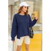 Zeagoo Women’s Casual Sweatshirts Crewneck Long Sleeve Fuzzy Fleece Jackets Side Slit Midweight Pullover Fall Fashion 2025(Navy Blue 02)