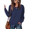 Zeagoo Women’s Casual Sweatshirts Crewneck Long Sleeve Fuzzy Fleece Jackets Side Slit Midweight Pullover Fall Fashion 2025(Navy Blue 02)
