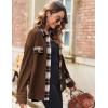 Zeagoo Womens Corduroy Flannel Shacket Jacket Casual Plaid Button Down Shirts Long Sleeve Fall Tops with Pockets
