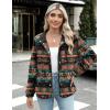 Zeagoo Women’s Cozy Fleece Jacket Western Aztec Print Snap Button Down Coat with Pockets Casual Warm Outwear 2026(Black)