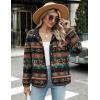 Zeagoo Women’s Cozy Fleece Jacket Western Aztec Print Snap Button Down Coat with Pockets Casual Warm Outwear 2026(Black)