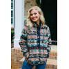 Zeagoo Women’s Cozy Fleece Jacket Western Aztec Print Snap Button Down Coat with Pockets Casual Warm Outwear 2026(Black)