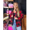 Zeagoo Women’s Cozy Fleece Jacket Western Aztec Print Snap Button Down Coat with Pockets Casual Warm Outwear 2026(Black Plaid)