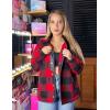 Zeagoo Women’s Cozy Fleece Jacket Western Aztec Print Snap Button Down Coat with Pockets Casual Warm Outwear 2026(Black Plaid)