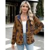 Zeagoo Women’s Cozy Fleece Jacket Western Aztec Print Snap Button Down Coat with Pockets Casual Warm Outwear 2026(Brown)