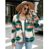 Zeagoo Women’s Cozy Fleece Jacket Western Aztec Print Snap Button Down Coat with Pockets Casual Warm Outwear 2026(Green)
