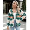 Zeagoo Women’s Cozy Fleece Jacket Western Aztec Print Snap Button Down Coat with Pockets Casual Warm Outwear 2026(Green)