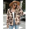 Zeagoo Women’s Cozy Fleece Jacket Western Aztec Print Snap Button Down Coat with Pockets Casual Warm Outwear 2026(Khaki)