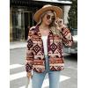 Zeagoo Women’s Cozy Fleece Jacket Western Aztec Print Snap Button Down Coat with Pockets Casual Warm Outwear 2026(Khaki Pattern)