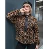 Zeagoo Women’s Cozy Fleece Jacket Western Aztec Print Snap Button Down Coat with Pockets Casual Warm Outwear 2026(Leopard Print)