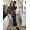 Zeagoo Women’s Cozy Fleece Jacket Western Aztec Print Snap Button Down Coat with Pockets Casual Warm Outwear 2026(Navy Plaid)