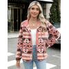 Zeagoo Women’s Cozy Fleece Jacket Western Aztec Print Snap Button Down Coat with Pockets Casual Warm Outwear 2026(Pink)