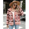Zeagoo Women’s Cozy Fleece Jacket Western Aztec Print Snap Button Down Coat with Pockets Casual Warm Outwear 2026(Pink)