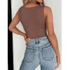 Zeagoo Womens Double Lined Crew Neck Tank Tops Cute Summer Sleeveless Workout Tops Basic Going Out Clothes 2026(Brown)