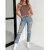 Zeagoo Womens Double Lined Crew Neck Tank Tops Cute Summer Sleeveless Workout Tops Basic Going Out Clothes 2026(Brown)