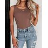 Zeagoo Womens Double Lined Crew Neck Tank Tops Cute Summer Sleeveless Workout Tops Basic Going Out Clothes 2026(Brown)
