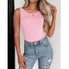 Zeagoo Womens Double Lined Crew Neck Tank Tops Cute Summer Sleeveless Workout Tops Basic Going Out Clothes 2026(Pink)