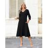 Zeagoo Women’s Dresses 3/4 Sleeve Summer Casual V-Neck A Line Flowy Eyelet Midi Dress for Women Beach Vacation Sundress(01-black)