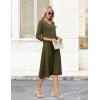 Zeagoo Women’s Dresses 3/4 Sleeve Summer Casual V-Neck A Line Flowy Eyelet Midi Dress for Women Beach Vacation Sundress(Army Green)