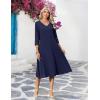 Zeagoo Women’s Dresses 3/4 Sleeve Summer Casual V-Neck A Line Flowy Eyelet Midi Dress for Women Beach Vacation Sundress(Blue-1)