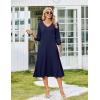 Zeagoo Women’s Dresses 3/4 Sleeve Summer Casual V-Neck A Line Flowy Eyelet Midi Dress for Women Beach Vacation Sundress(Blue-1)