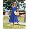 Zeagoo Women’s Dresses 3/4 Sleeve Summer Casual V-Neck A Line Flowy Eyelet Midi Dress for Women Beach Vacation Sundress(Blue-2)