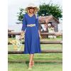 Zeagoo Women’s Dresses 3/4 Sleeve Summer Casual V-Neck A Line Flowy Eyelet Midi Dress for Women Beach Vacation Sundress(Blue-2)
