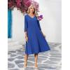 Zeagoo Women’s Dresses 3/4 Sleeve Summer Casual V-Neck A Line Flowy Eyelet Midi Dress for Women Beach Vacation Sundress(Blue-2)