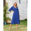 Zeagoo Women’s Dresses 3/4 Sleeve Summer Casual V-Neck A Line Flowy Eyelet Midi Dress for Women Beach Vacation Sundress(Blue-2)