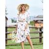 Zeagoo Women’s Dresses 3/4 Sleeve Summer Casual V-Neck A Line Flowy Eyelet Midi Dress for Women Beach Vacation Sundress(Dh950)