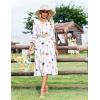 Zeagoo Women’s Dresses 3/4 Sleeve Summer Casual V-Neck A Line Flowy Eyelet Midi Dress for Women Beach Vacation Sundress(Dh950)