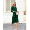 Zeagoo Women’s Dresses 3/4 Sleeve Summer Casual V-Neck A Line Flowy Eyelet Midi Dress for Women Beach Vacation Sundress(Green)