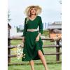 Zeagoo Women’s Dresses 3/4 Sleeve Summer Casual V-Neck A Line Flowy Eyelet Midi Dress for Women Beach Vacation Sundress(Green)