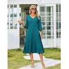 Zeagoo Women’s Dresses 3/4 Sleeve Summer Casual V-Neck A Line Flowy Eyelet Midi Dress for Women Beach Vacation Sundress(Jade Green)
