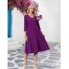 Zeagoo Women’s Dresses 3/4 Sleeve Summer Casual V-Neck A Line Flowy Eyelet Midi Dress for Women Beach Vacation Sundress(Purple)