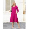 Zeagoo Women’s Dresses 3/4 Sleeve Summer Casual V-Neck A Line Flowy Eyelet Midi Dress for Women Beach Vacation Sundress(Rose Red)