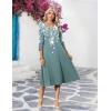 Zeagoo Women’s Dresses 3/4 Sleeve Summer Casual V-Neck A Line Flowy Eyelet Midi Dress for Women Beach Vacation Sundress(Sf234)