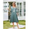 Zeagoo Women’s Dresses 3/4 Sleeve Summer Casual V-Neck A Line Flowy Eyelet Midi Dress for Women Beach Vacation Sundress(Sf234)